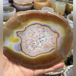 Natural Agate Slice Home Accent with Stand